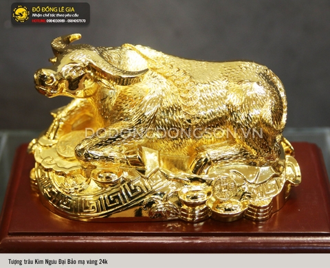 Tượng Trâu Kim Ngưu Đại Bảo mạ vàng 24k