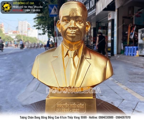 Tượng chân dung cụ ông thếp vàng 9999