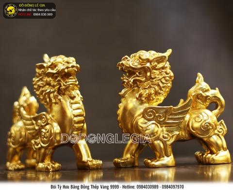 Đôi tỳ hưu bằng đồng dát vàng 9999