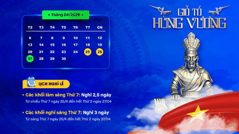 Thông báo Lịch nghỉ ngày Giỗ tổ Hùng Vương 10/3 âm lịch năm 2026