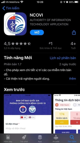 Thông báo: Sapoer NÊN cài ngay app NCOVI