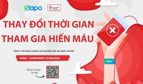 Thay đổi thời gian tham gia chương trình “Dân văn phòng hiến máu vì bệnh nhân Thalassemia” tại Hà Nội.