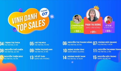 Vinh danh TOP SALES tháng 07.2022