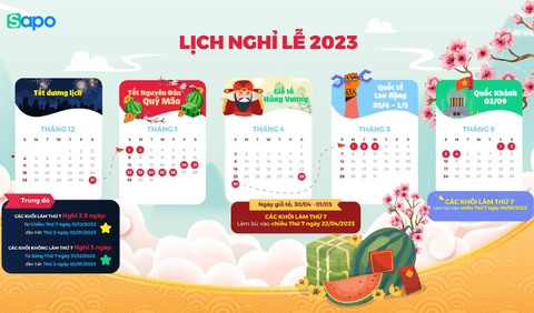 Thông báo lịch nghỉ lễ năm 2023