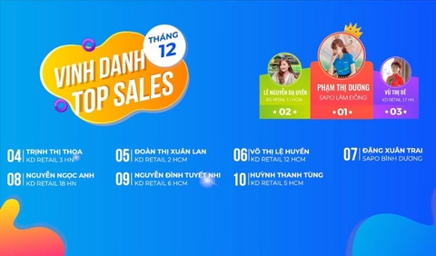 Vinh danh TOP SALES tháng 12.2022