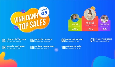 VINH DANH TOP SALES THÁNG 5.2023