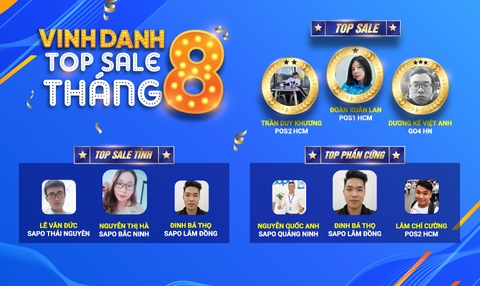 Vinh danh TOP SALE tháng 08/2020
