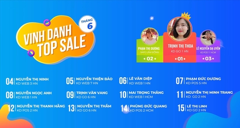 Vinh danh TOP SALE xuất sắc tháng 06/2021