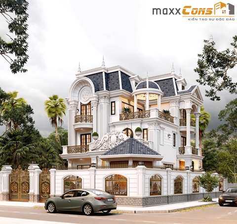 Thiết kế biệt thự phong cách cổ điển 3 tầng mặt tiền 10m