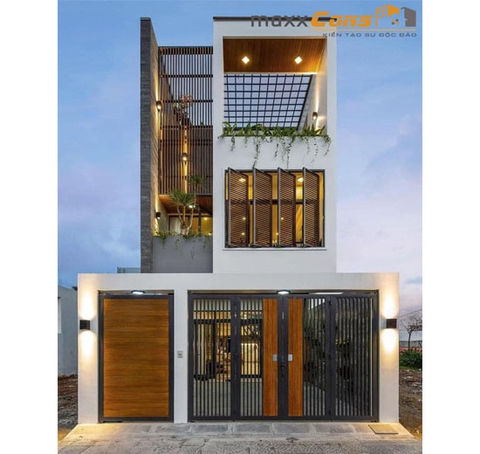 Thiết kế nhà ống với mặt tiền hiện đại