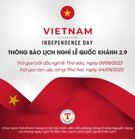 Thông báo nghỉ Lễ Quốc khánh 2/9