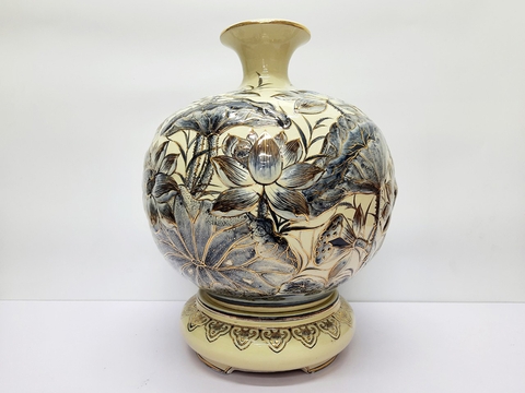 Bình Giọt Ngọc Gốm Chu Đậu Cá Chép Hoa Sen RG-000388