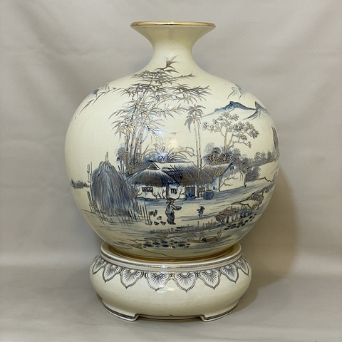 Bình Hút Lộc Cảnh Đồng Quê H45 Gốm Chu Đậu Vàng Kim RG-000803