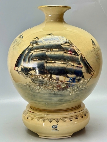 Bình hút lộc thuận buồm xuôi gió vịnh hạ long cao 55cm vẽ vàng