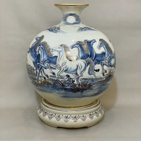 Bình Tích Lộc Mã Đáo Thành Công H35 Gốm Chu Đậu Vàng Kim