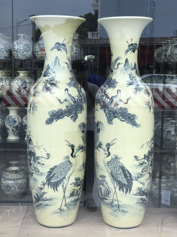 Lục Bình Tùng Hạc 1.75m Gốm Chu Đậu Truyền Thống