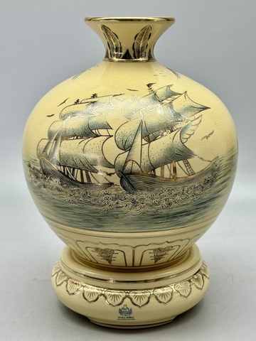 Bình Hút Lộc Thuận Buồm Xuôi Gió H30 Gốm Chu Đậu Vẽ Vàng