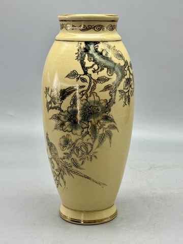 Bình Phi Yến Hoạ Tiết Chim Đào H35 Gốm Chu Đậu Vẽ Vàng