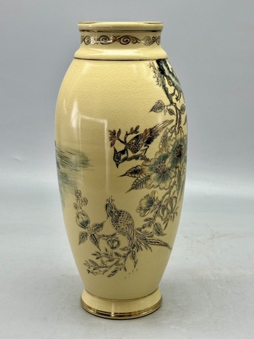 Bình Phi Yến Hoạ Tiết Chim Đào H35 Gốm Chu Đậu Vẽ Vàng