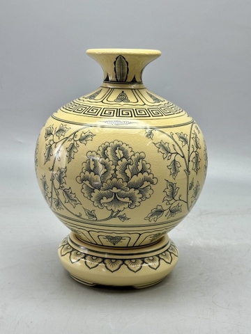 Bình Hút Lộc Mẫu Đơn H25 Gốm Chu Đậu Truyền Thống