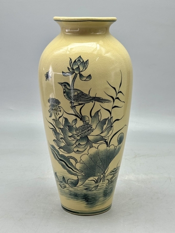 Bình Như Ý Hoạ Tiết Hoa Sen H35 Gốm Chu Đậu Truyền Thống