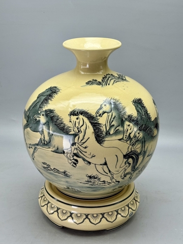 Bình Hút Lộc Mã Đáo Thành Công H42 Gốm Chu Đậu Truyền Thống