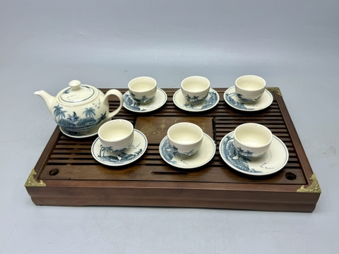 Bộ ấm chén cây dừa gốm chu đậu truyền thống
