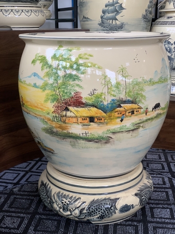 Thống cảnh làng quê cao 45cm gốm Chu Đậu truyền thống