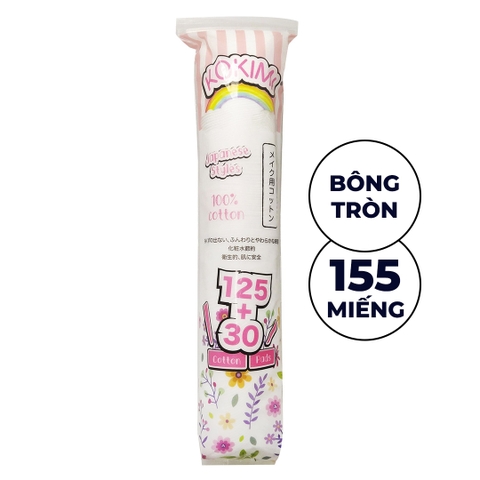Bông tẩy trang tròn Kokimi 155 miếng