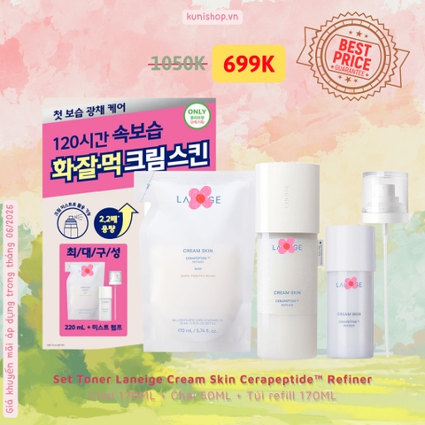 Set Nước Cân Bằng Dưỡng ẩm Laneige Cream Skin Cerapeptide™ Refiner