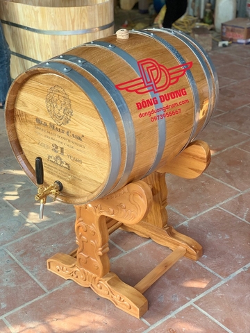 Thùng gỗ sồi 100l giá đỡ trạm khắc