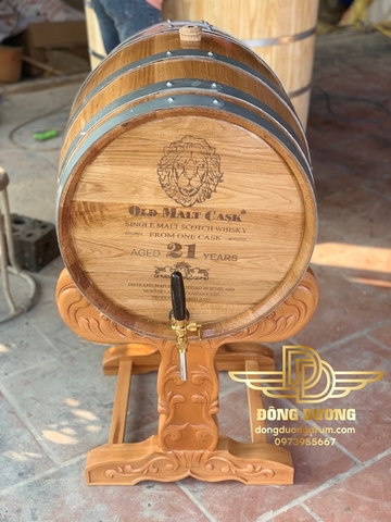 thùng gỗ sồi 100l giá đỡ cao cấp