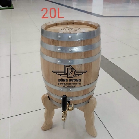 bình rượu gỗ sồi 20 lit dáng đứng
