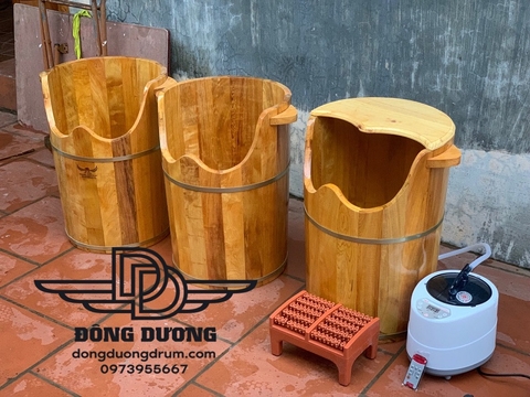 thùng gỗ xông hơi chân cao cấp