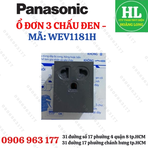 Ổ CẮM ĐƠN WEV1081H, ổ cắm đôi WEV1582H WIDE MÀU ĐEN XÁM PANASONIC