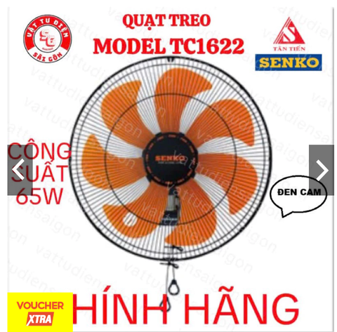 SENKO CHÍNH HÃNG - Quạt treo 2 dây TC1622 65w 7 cánh ĐỘNG CƠ ĐỒNG