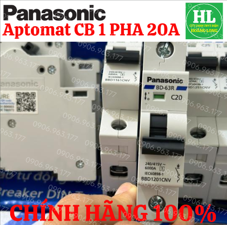 Cầu dao PANASONIC CB 1P 1 TÉP 20A BBD1201CNV