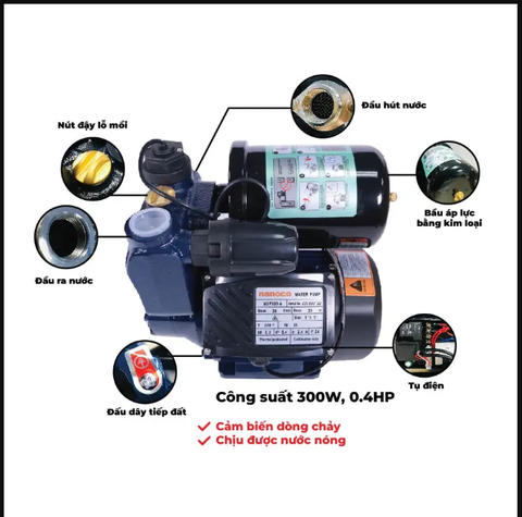 Bơm tăng áp 300W điện tử NANOCO mã NCSP300-A động cơ đồng Chính hãng,