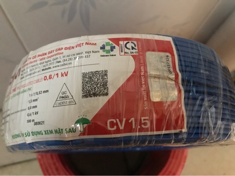 [giá 50 mét] Dây điện cadivi CV 1.5 đơn 1 lõi 7 sợi đồng bên trong CV1.5