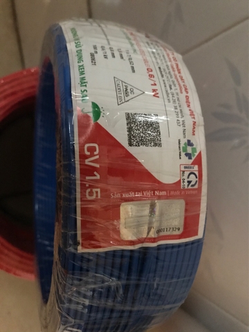 [giá 50 mét] Dây điện cadivi CV 1.5 đơn 1 lõi 7 sợi đồng bên trong CV1.5