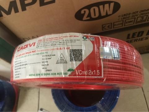 (GIÁ 100 MÉT ) Dây điện Cadivi đôi mềm VCmd 2x1.5 (VCmd2x30)