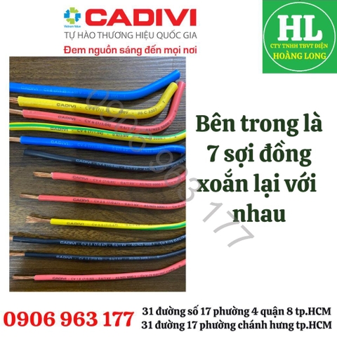 (GIÁ 1 MÉT) DÂY ĐIỆN CADIVI ĐƠN 7 SỢI CV TIẾT DIỆN 1.5 2.5 4.0 6.0 8.0 10 lõi đồng Chính hãng