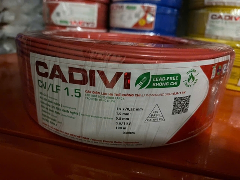 Dây điện Cadivi 1.5 đơn 7 sợi CV1.5 cuộn 100 mét - CHÍNH HÃNG
