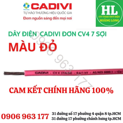 giá 1 mét - Dây điện CADIVI đơn CV/LF 10 Chính hãng