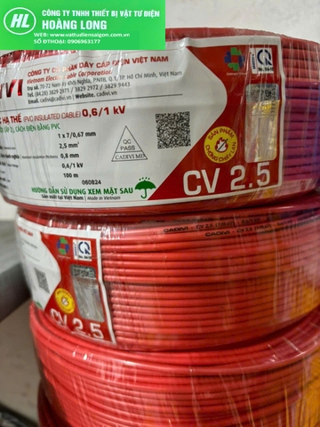 (giá 50 mét) Dây điện Cadivi 2.5 đơn 7 sợi đồng bên trong CV2.5