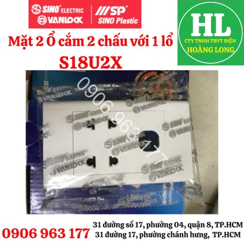 (SINO CHÍNH HÃNG) MẶT 2 Ổ CẮM 1 LỖ - S18U2X CHƯA BAO GỒM CÔNG TẮC