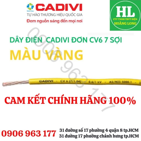 DÂY ĐIỆN CADIVI ĐƠN CV1.5 Chính hãng (GIÁ 1 MÉT)