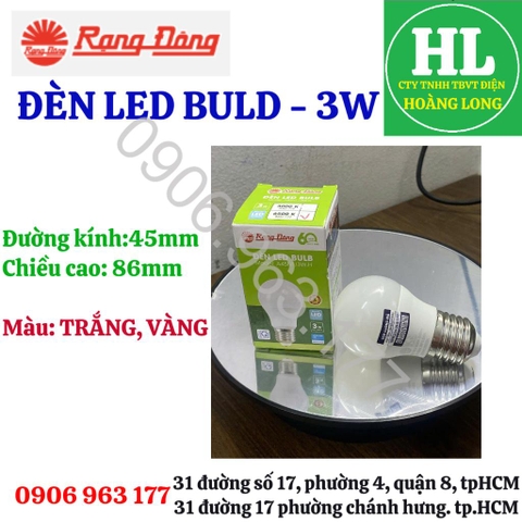 Đèn LED Bulb RẠNG ĐÔNG 3W,5W,7W,9W,12W,15W