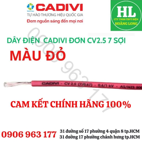 DÂY ĐIỆN CADIVI ĐƠN CV 4 Chính hãng giá 1 mét