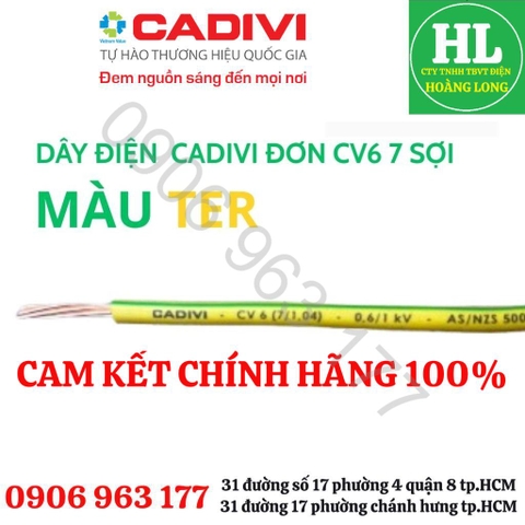 DÂY ĐIỆN CADIVI ĐƠN CV 6 Chính hãng giá 1 mét